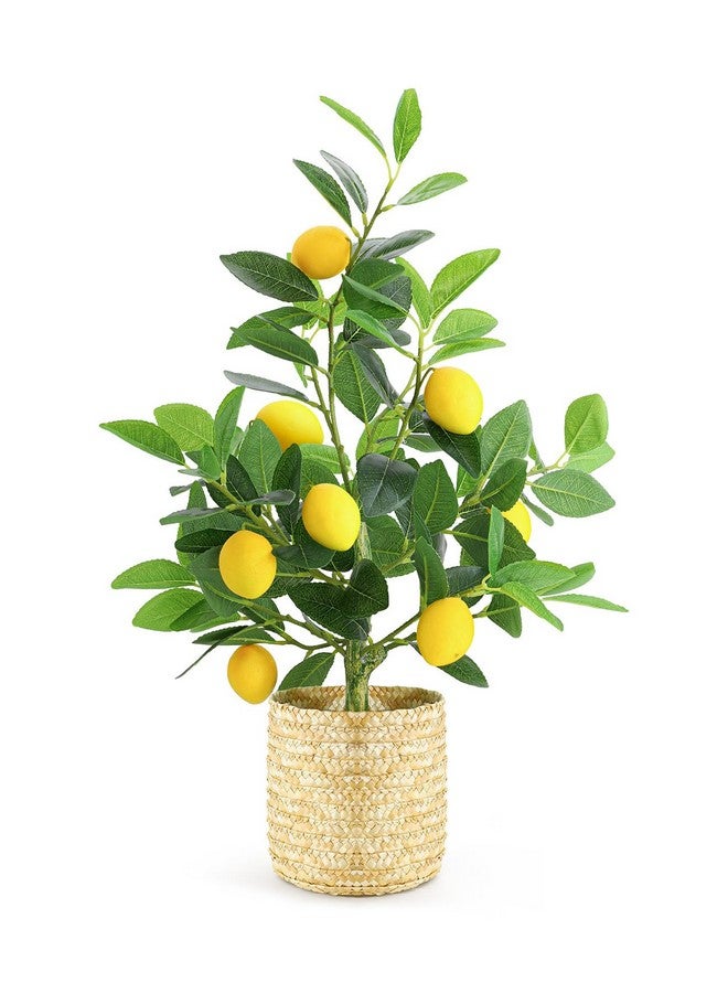 AceList Fake Lemon Tree for Lemon Decor, 23 Inches Nearly Natural Artificial Lemon Tree with Wicker Basket, Lemon Decorations for Kitchen, Home, Indoor and Bedroom - Image 1