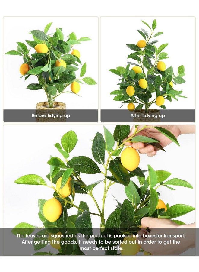 AceList Fake Lemon Tree for Lemon Decor, 23 Inches Nearly Natural Artificial Lemon Tree with Wicker Basket, Lemon Decorations for Kitchen, Home, Indoor and Bedroom - Image 2
