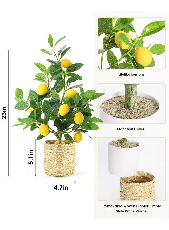 AceList Fake Lemon Tree for Lemon Decor, 23 Inches Nearly Natural Artificial Lemon Tree with Wicker Basket, Lemon Decorations for Kitchen, Home, Indoor and Bedroom - Image 3