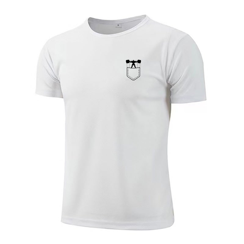 Quick-drying mesh sports T-shirt men''s short-sleeved versatile slim round neck breathable bottoming shirt casual muscle fitness clothes - Image 1