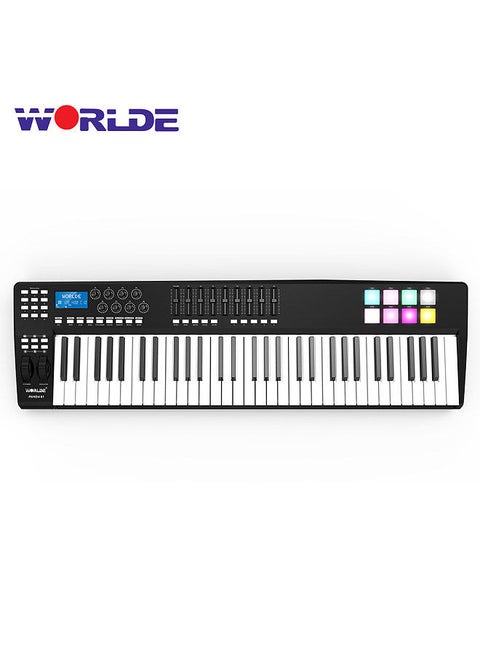 Panda61 Portable 61-Key Usb Midi Keyboard Controller 8 Rgb Colorful Backlit Trigger Pads With Usb Cable