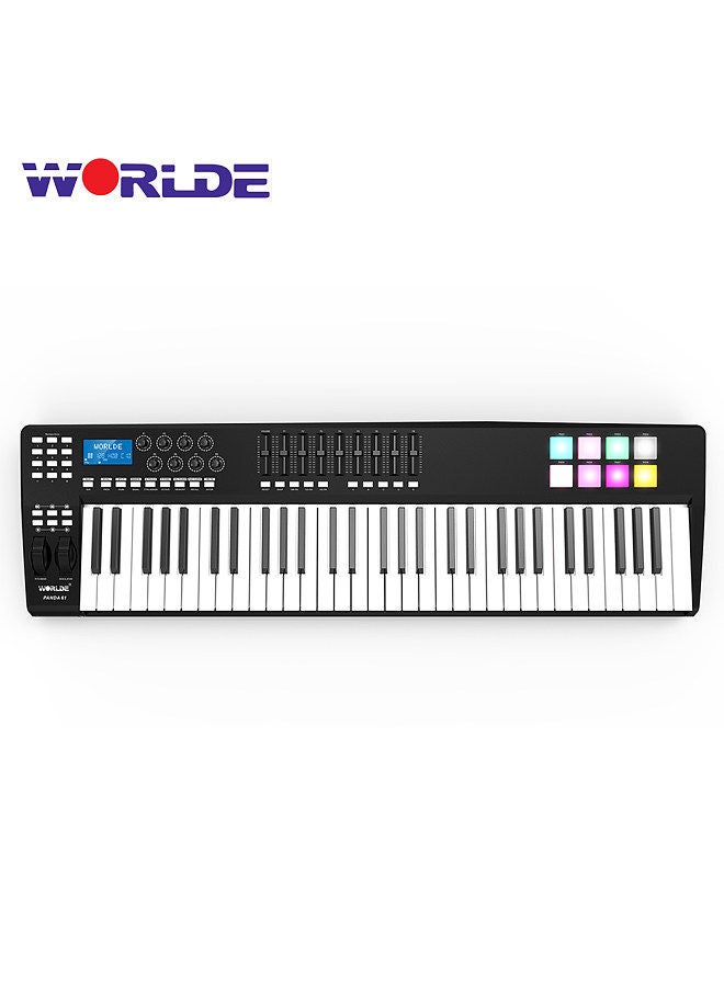 Panda61 Portable 61-Key Usb Midi Keyboard Controller 8 Rgb Colorful Backlit Trigger Pads With Usb Cable