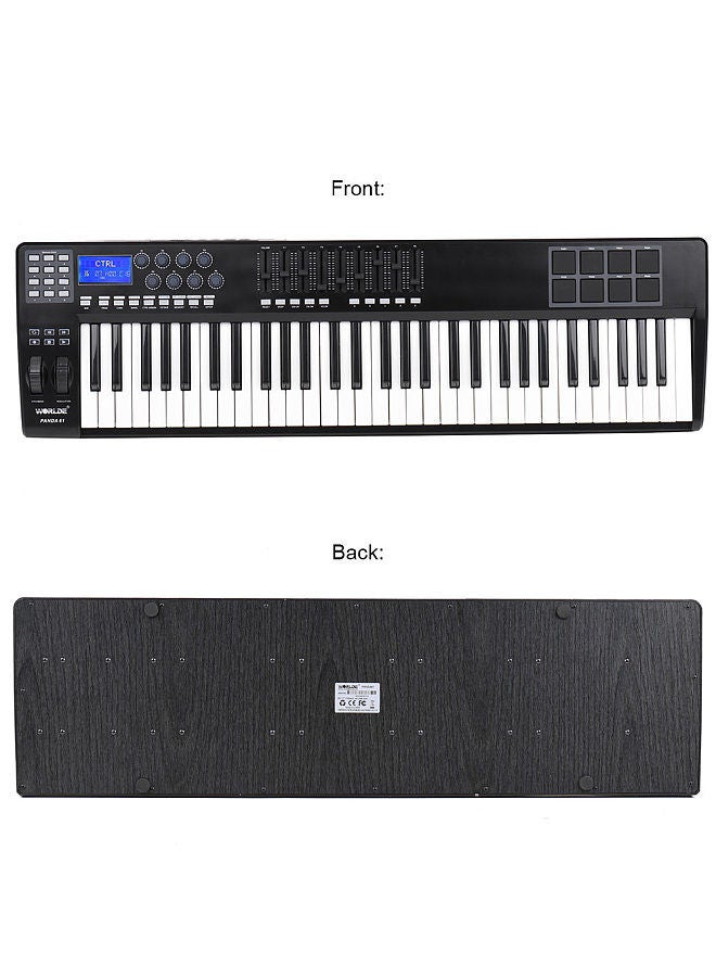 Panda61 Portable 61-Key Usb Midi Keyboard Controller 8 Rgb Colorful Backlit Trigger Pads With Usb Cable