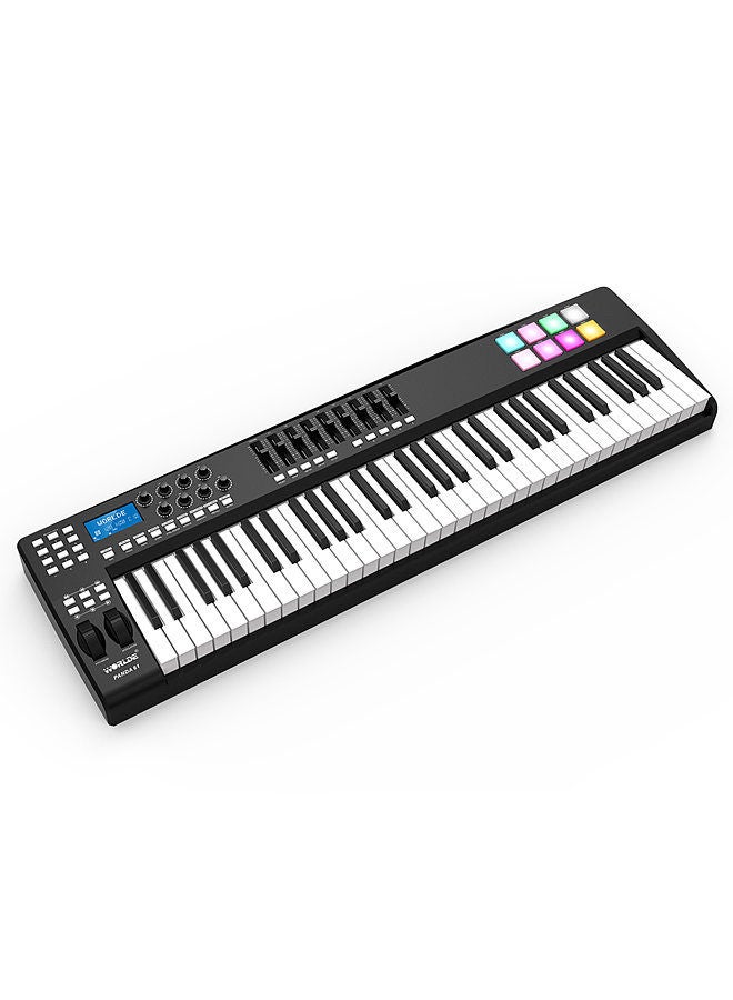 Panda61 Portable 61-Key Usb Midi Keyboard Controller 8 Rgb Colorful Backlit Trigger Pads With Usb Cable
