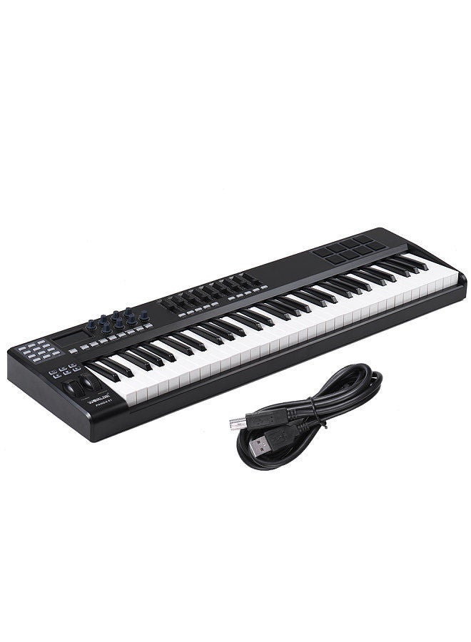 Panda61 Portable 61-Key Usb Midi Keyboard Controller 8 Rgb Colorful Backlit Trigger Pads With Usb Cable