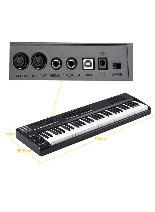 Panda61 Portable 61-Key Usb Midi Keyboard Controller 8 Rgb Colorful Backlit Trigger Pads With Usb Cable