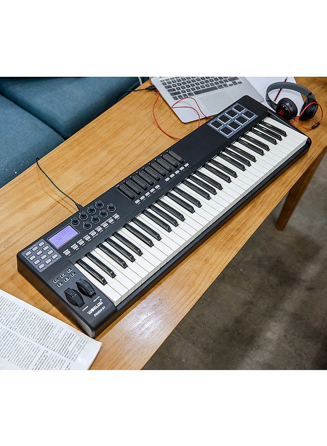 Panda61 Portable 61-Key Usb Midi Keyboard Controller 8 Rgb Colorful Backlit Trigger Pads With Usb Cable