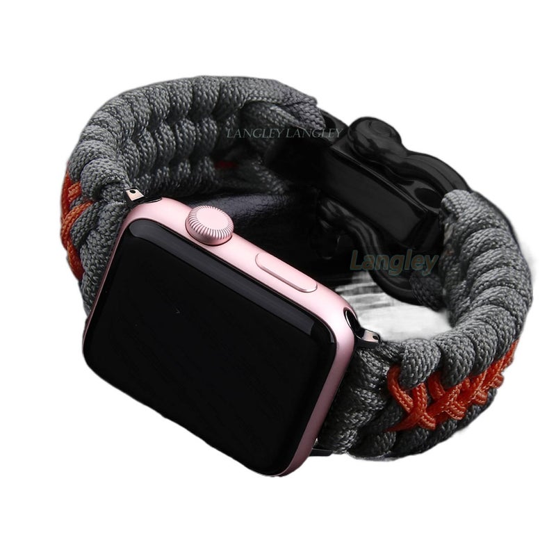 سوار ساعة ذكية باللون أسود قابل للتعديل سوار نايلون حلقي متوافق مع Apple Watch 38/40/41/42/44/45/49mm بملاءمة قابلة للتعديل وحزام بديل - Image 4