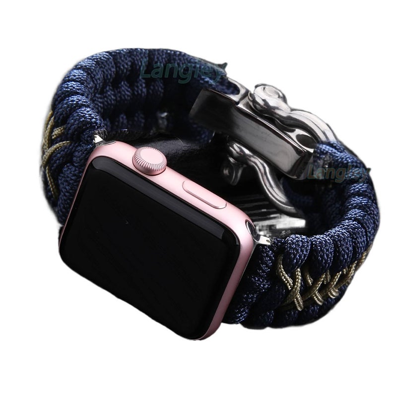 سوار ساعة ذكية باللون أسود قابل للتعديل سوار نايلون حلقي متوافق مع Apple Watch 38/40/41/42/44/45/49mm بملاءمة قابلة للتعديل وحزام بديل - Image 3