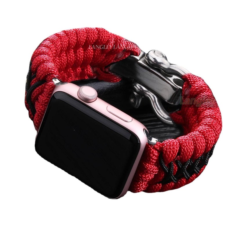 سوار ساعة ذكية باللون أسود قابل للتعديل سوار نايلون حلقي متوافق مع Apple Watch 38/40/41/42/44/45/49mm بملاءمة قابلة للتعديل وحزام بديل - Image 5