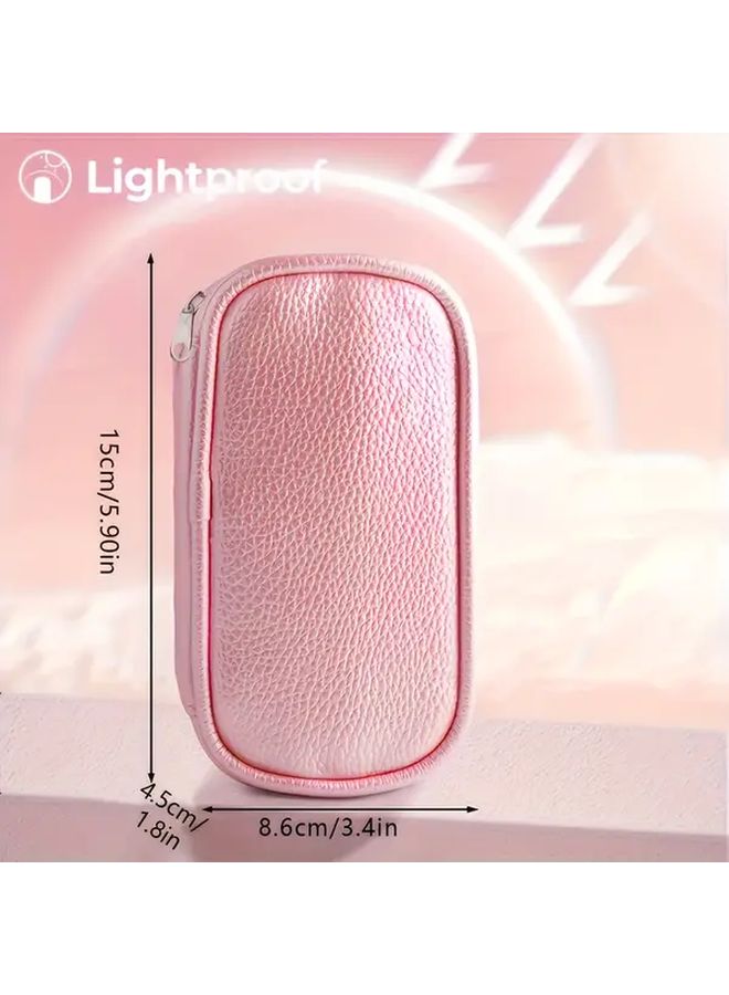 Pink Faux Leather 2 Times Daily Pill Organizer with Storage Bag for Vitamins and Supplements - Image 3