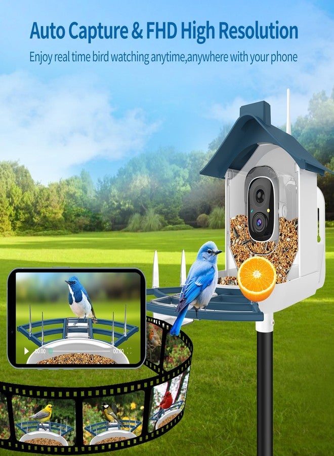 Vatjubi Bird Feeder Camera with 1080P HD AI Identify Instant Notifications, Bird Watching Camera with Solar Panel in Backyard, Ideal Gifts for Family and Bird Lovers, Navy Blue - Image 4