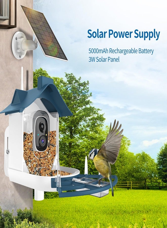 Vatjubi Bird Feeder Camera with 1080P HD AI Identify Instant Notifications, Bird Watching Camera with Solar Panel in Backyard, Ideal Gifts for Family and Bird Lovers, Navy Blue - Image 5