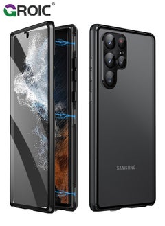 GROIC Magnetic Case for Samsung Galaxy S24 Ultra 6.8", Double Sided HD Tempered Glass Fingerprint Unlock Super Magnetic Adsorption Metal Bumper Frame 360° Full Protective Phone Cover  - Image 1