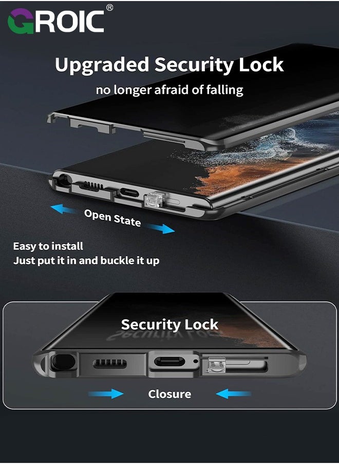 GROIC Magnetic Case for Samsung Galaxy S24 Ultra 6.8", Double Sided HD Tempered Glass Fingerprint Unlock Super Magnetic Adsorption Metal Bumper Frame 360° Full Protective Phone Cover  - Image 3