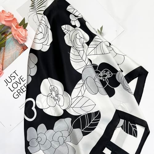 FONYVE Silk Scarfs for Women Lightweight, Fashion Head Scarf, Satin Hair Wrap for Sleeping 27.5 × 27.5 inches - Image 4