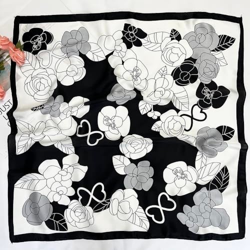 FONYVE Silk Scarfs for Women Lightweight, Fashion Head Scarf, Satin Hair Wrap for Sleeping 27.5 × 27.5 inches - Image 2