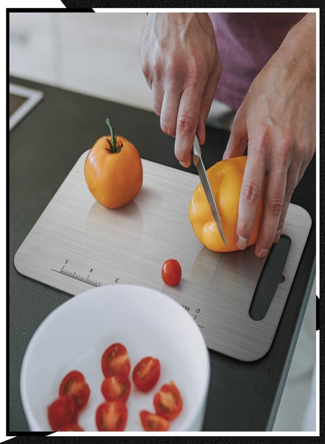 Yaocom Stainless Steel Cutting Board for Kitchen 304 Steel Chopping Dishwasher Safe Metal Cutting Board Set for Kitchen Meat Fruit Vegetable(3 Pcs,13.4"x9",11.8"x7.9",9.5"x6"-0.05") - Image 5