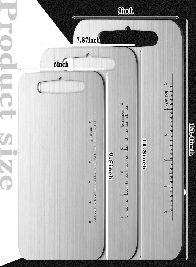 Yaocom Stainless Steel Cutting Board for Kitchen 304 Steel Chopping Dishwasher Safe Metal Cutting Board Set for Kitchen Meat Fruit Vegetable(3 Pcs,13.4"x9",11.8"x7.9",9.5"x6"-0.05") - Image 3