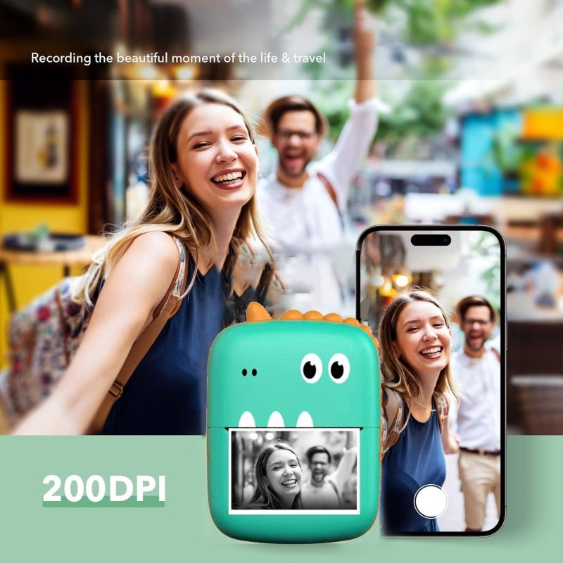 Mini Printer: 200 DPI High-Quality Prints, Wireless BT Connectivity - Versatile Functionality Pocket Printer for Travel, Students, Professionals, Family - Image 5