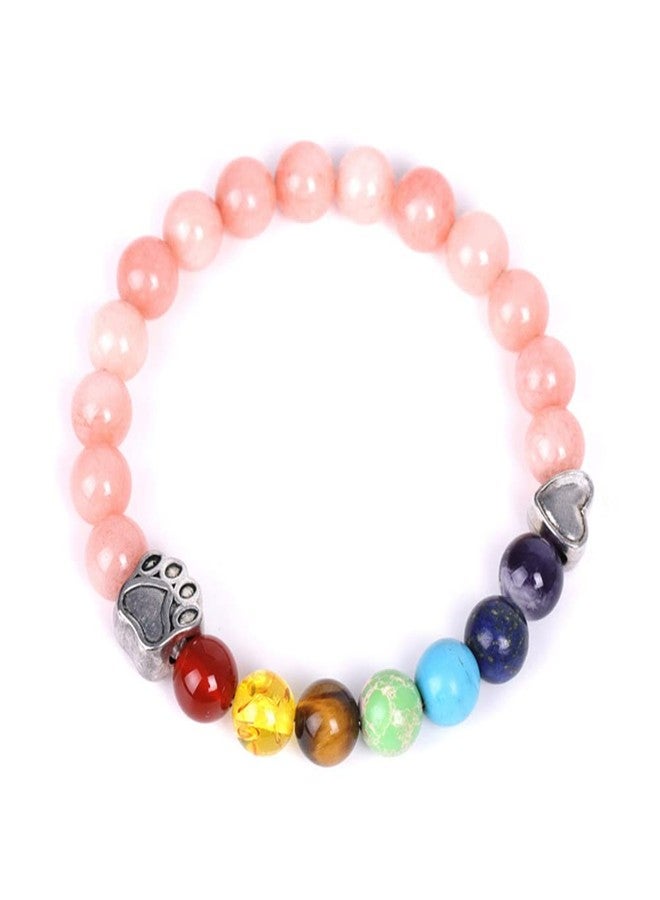 YOIVY Pet Memorial Dog Paw Print Charm Bracelet 7 Chakra Semi Precious Stones Gemstone Bead Stretch Bracelet Pet Sympathy Gift - Image 4