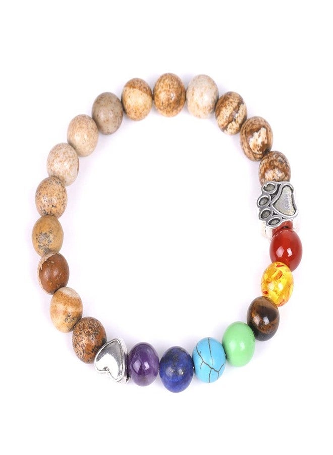 YOIVY Pet Memorial Dog Paw Print Charm Bracelet 7 Chakra Semi Precious Stones Gemstone Bead Stretch Bracelet Pet Sympathy Gift - Image 5