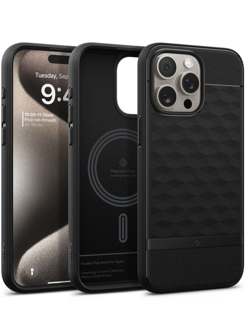 Caseology Parallax Mag for iPhone 15 Pro MAX MagSafe Case Cover Mil Grade - Matte Black - Image 1