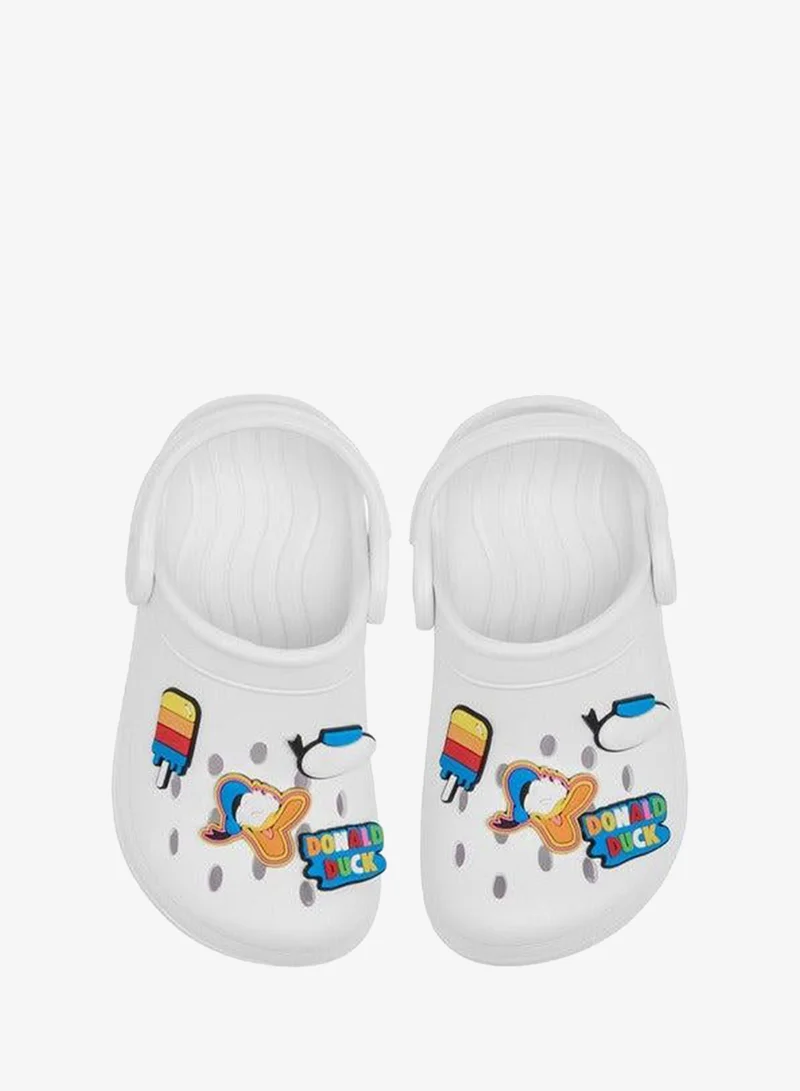 Disney WHITE Boys Donald Duck Applique Clogs with Backstrap  | Best Price UAE