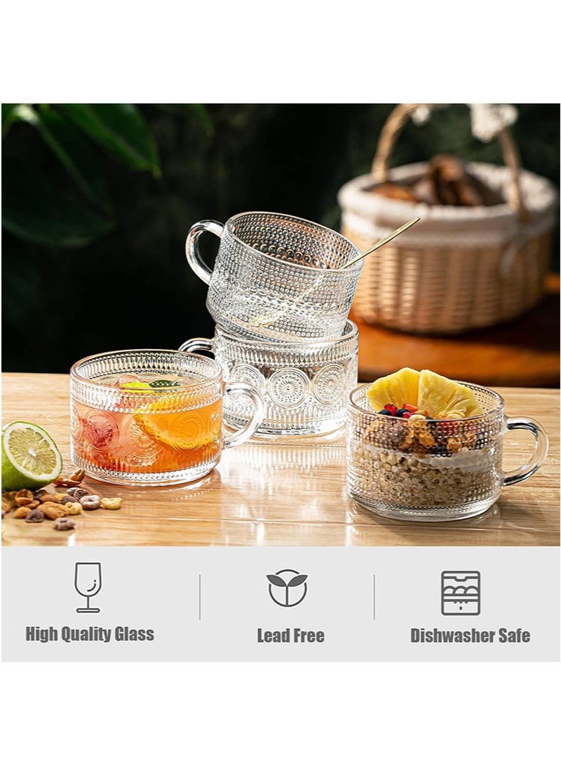 أبوستيم طقم أكواب زجاجي من قطعتين سعة 400 مل (يشمل الكوب والغطاء)، كوب شوفان، كابتشينو كلاسيكي، كوب قهوة كبير للشاي، عصيدة، حليب، شوفان - Image 3