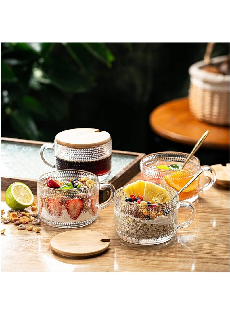 أبوستيم طقم أكواب زجاجي من قطعتين سعة 400 مل (يشمل الكوب والغطاء)، كوب شوفان، كابتشينو كلاسيكي، كوب قهوة كبير للشاي، عصيدة، حليب، شوفان - Image 5