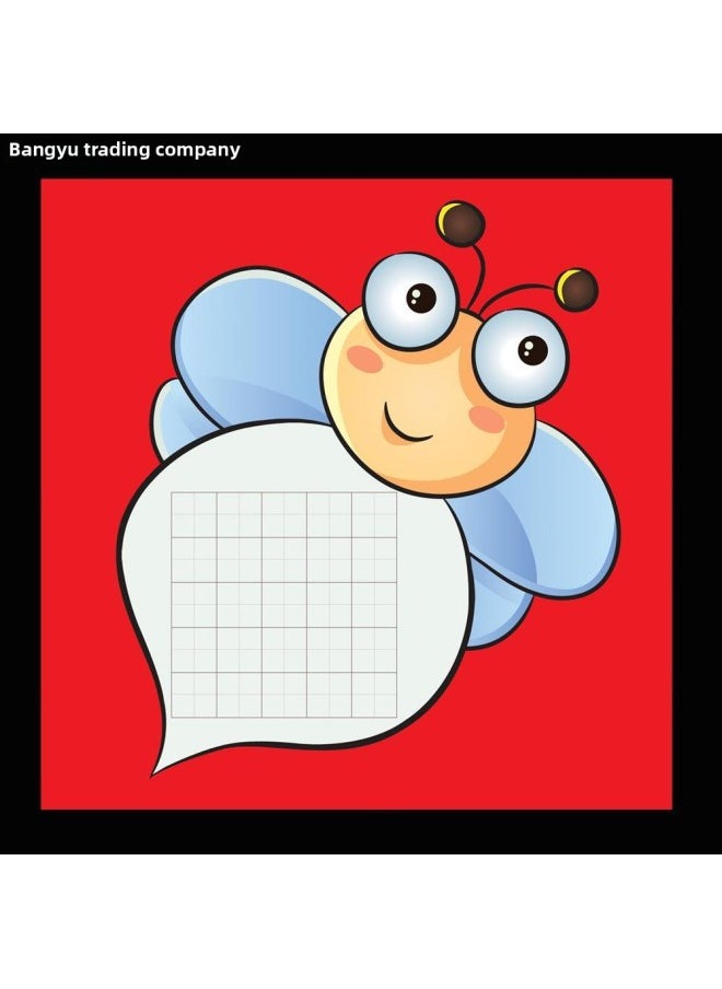 Cartoon Hard Pen Calligraphy Works For Primary School Students Special Paper Tian Zi Ge Pencil Competition Paper Kindergarten Five-character Ancient Poetry-Color:Style Four 25 Frames [night Cat] 20 Sheets Per Serving  - Image 5