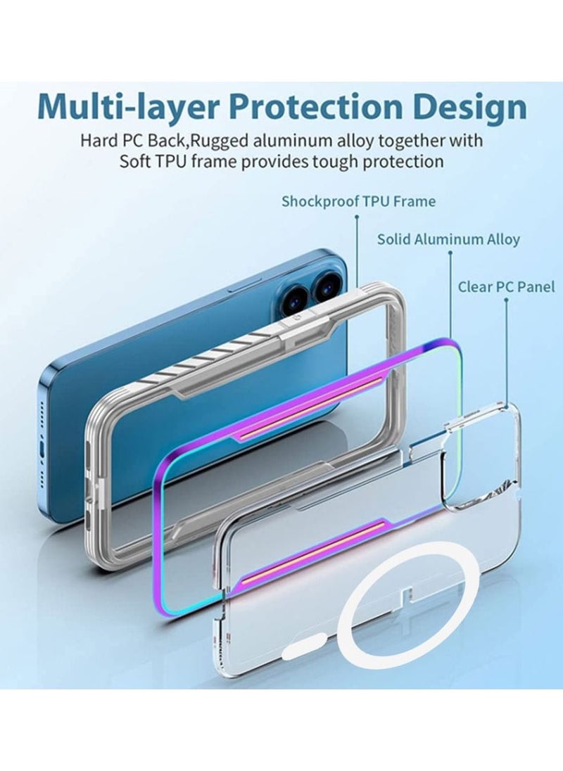 JOWAY - iPhone 14 Pro Case Hybrid Heavy Duty Defender Anti-Drop Cover Wireless Charging Bumper Frame Aurora - Image 1