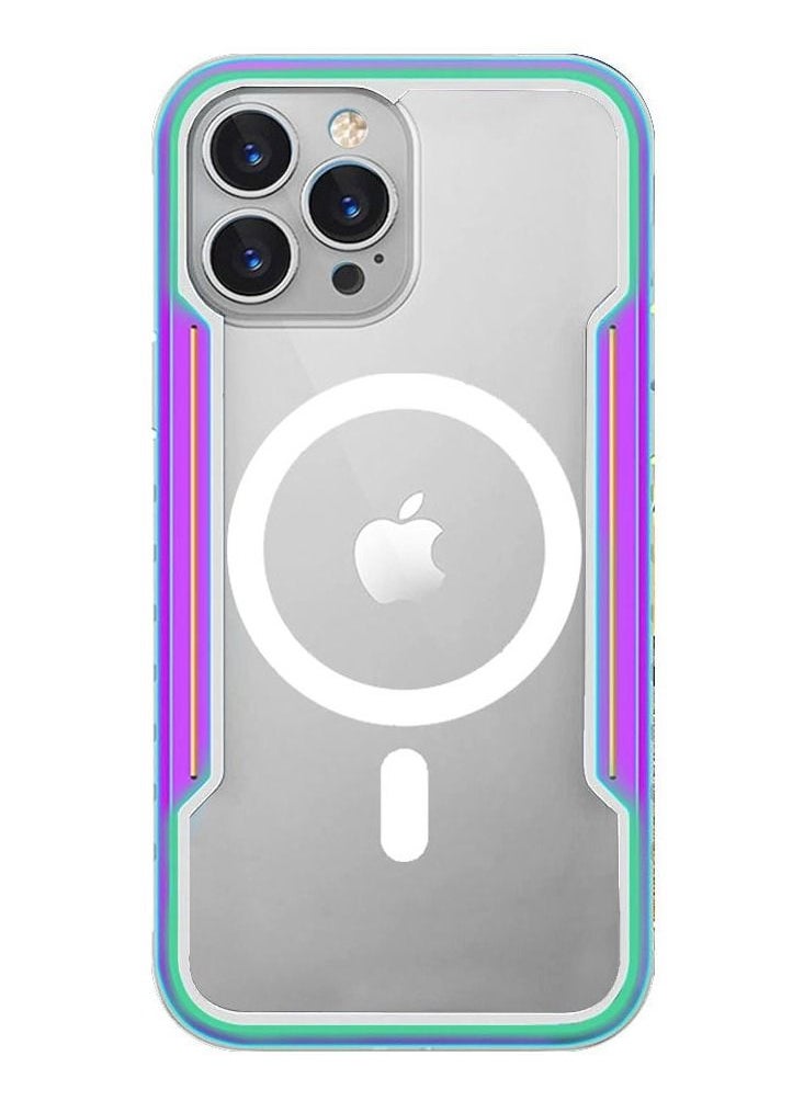 JOWAY - iPhone 14 Pro Case Hybrid Heavy Duty Defender Anti-Drop Cover Wireless Charging Bumper Frame Aurora - Image 1