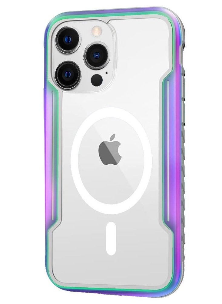 JOWAY - iPhone 14 Pro Case Hybrid Heavy Duty Defender Anti-Drop Cover Wireless Charging Bumper Frame Aurora - Image 1