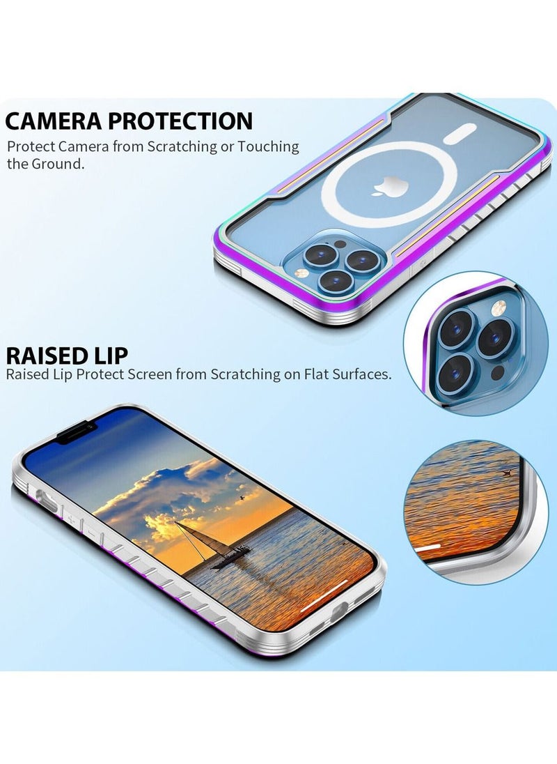 JOWAY - iPhone 14 Pro Case Hybrid Heavy Duty Defender Anti-Drop Cover Wireless Charging Bumper Frame Aurora - Image 1