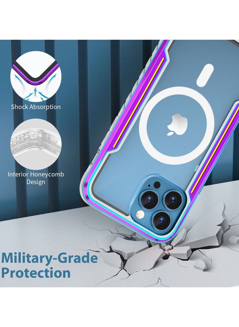 JOWAY - iPhone 14 Pro Case Hybrid Heavy Duty Defender Anti-Drop Cover Wireless Charging Bumper Frame Aurora - Image 1