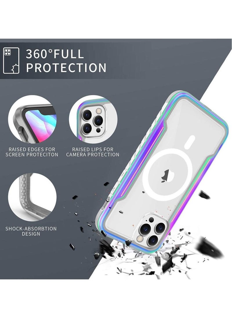 JOWAY - iPhone 14 Pro Case Hybrid Heavy Duty Defender Anti-Drop Cover Wireless Charging Bumper Frame Aurora - Image 1