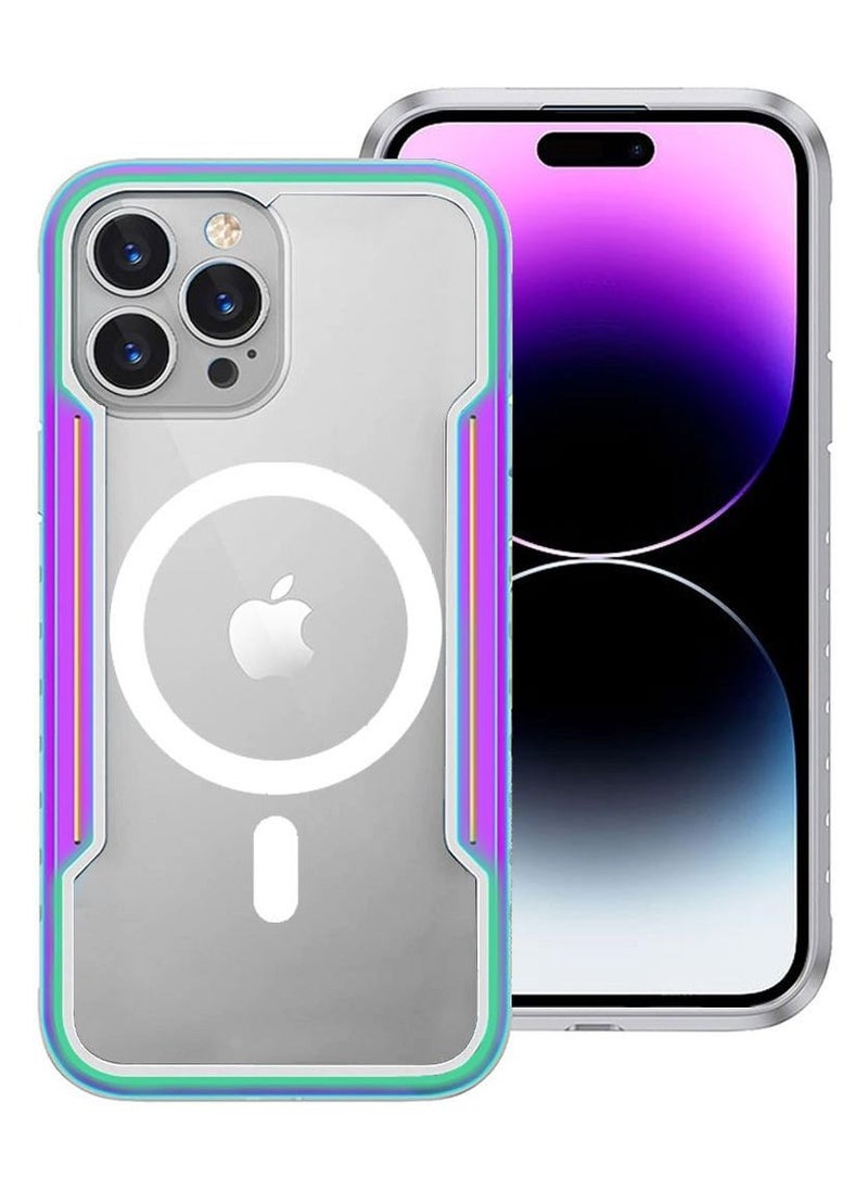 JOWAY - iPhone 14 Pro Case Hybrid Heavy Duty Defender Anti-Drop Cover Wireless Charging Bumper Frame Aurora - Image 1