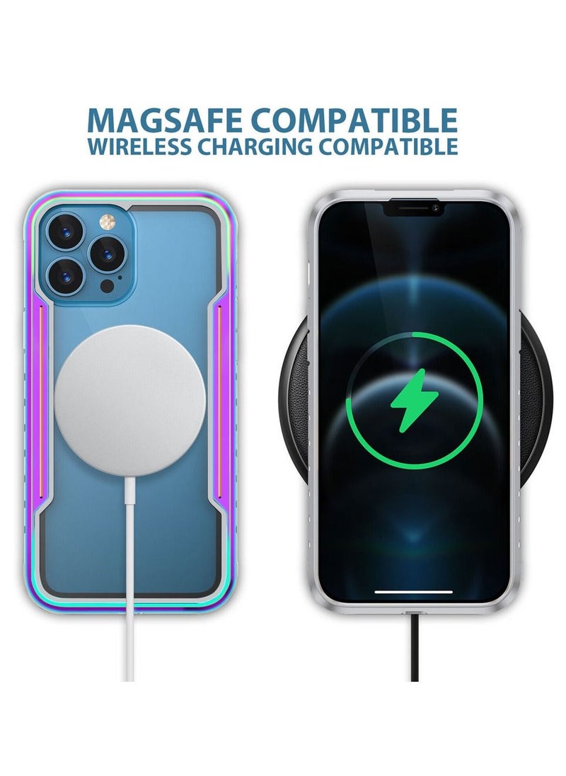 JOWAY - iPhone 14 Pro Case Hybrid Heavy Duty Defender Anti-Drop Cover Wireless Charging Bumper Frame Aurora - Image 1