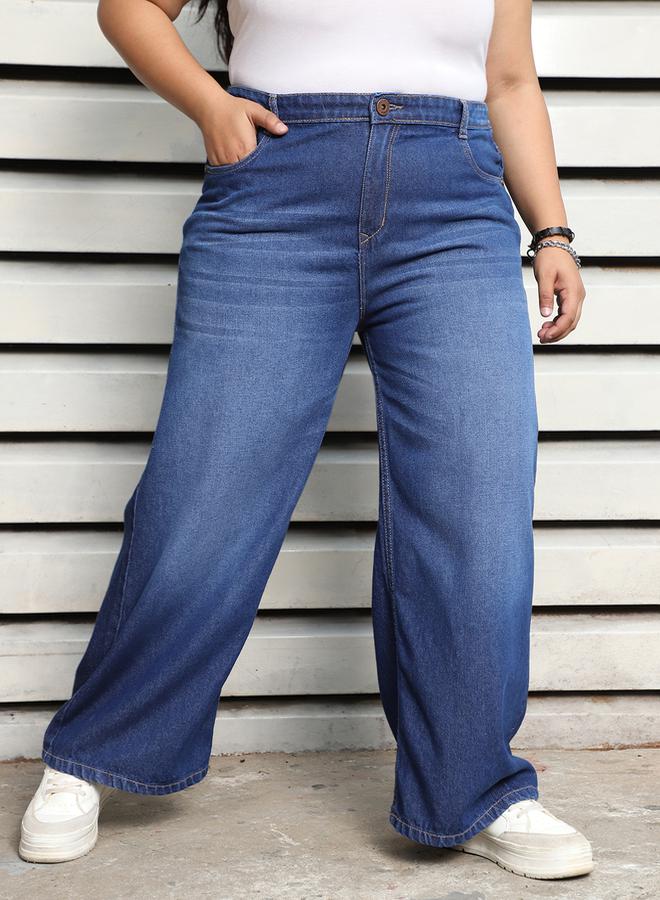 HIGH STAR Plus Size Wide Leg High Rise Jeans by Styli - Image 2