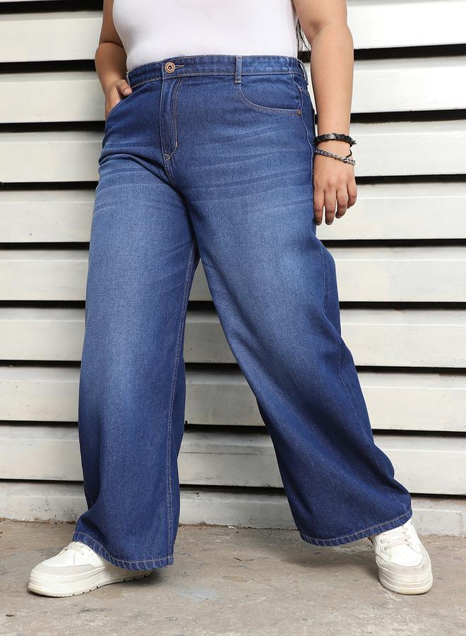 HIGH STAR Plus Size Wide Leg High Rise Jeans by Styli - Image 3