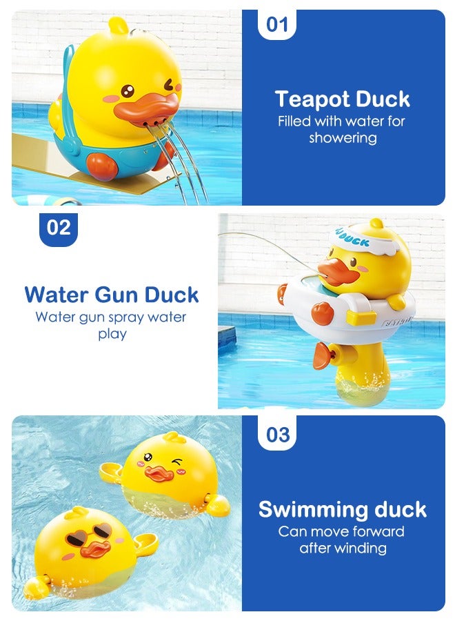 مودة مجموعة العاب بطات مائية 8 قطع مع حقيبة تخزين للاطفال - العاب مسبح متحركة للاولاد والبنات، العاب سباحة وتعليمية للرضع في حوض الاستحمام - Image 2