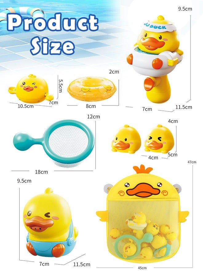 مودة مجموعة العاب بطات مائية 8 قطع مع حقيبة تخزين للاطفال - العاب مسبح متحركة للاولاد والبنات، العاب سباحة وتعليمية للرضع في حوض الاستحمام - Image 4