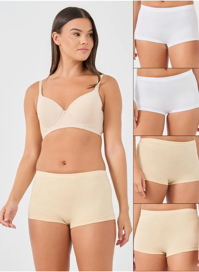 ستايلي Styli Pack of 4 - Solid Elasticated Waistband Boyshorts
