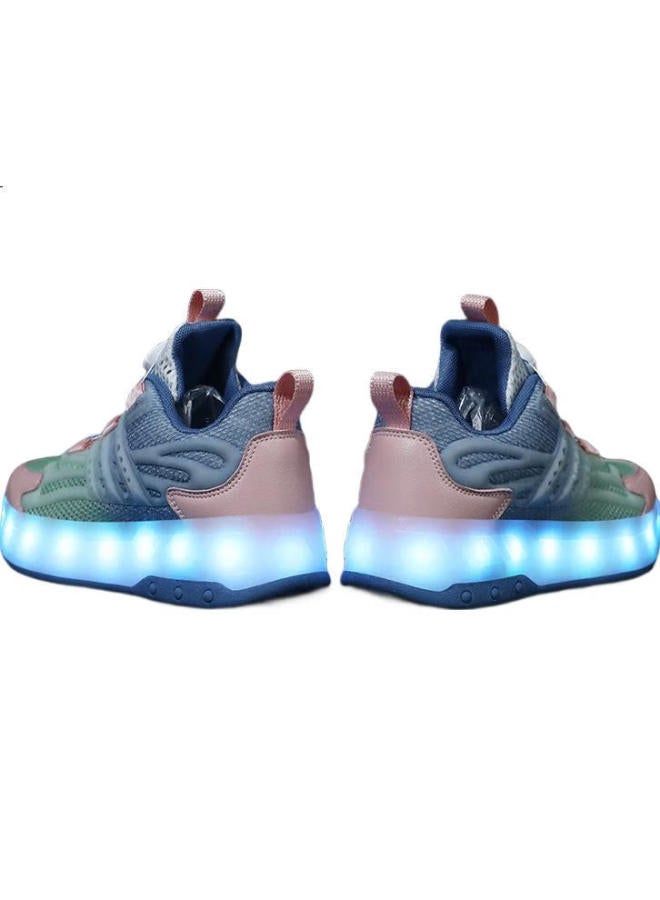 BKG Boys' Summer New Student Single Mesh Breathable Girls' Roller Skates X25533-B15 Pink Fruit Green 36 - Image 1