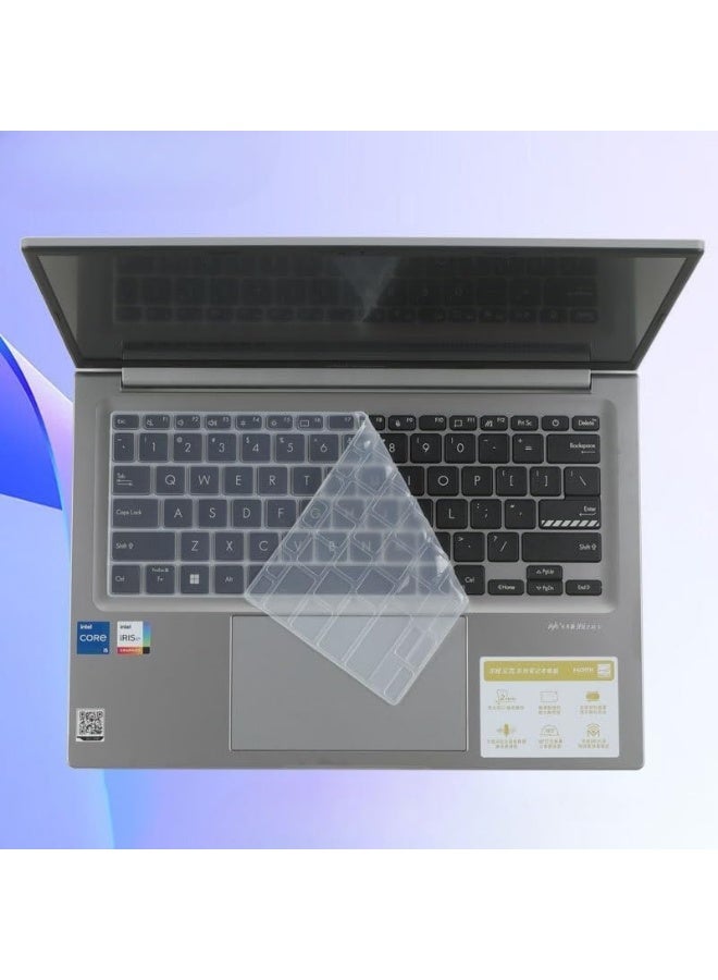 Compatible with ASUS VivoBook 14 (X1405V) 2024 14-inch Fully Transparent Silicone Laptop Keyboard Cover and HD Tempered Glass - Image 5