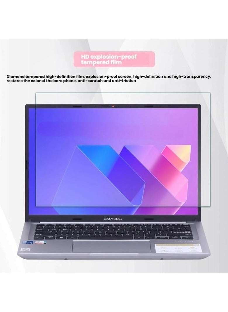 Compatible with ASUS VivoBook 14 (X1405V) 2024 14-inch Fully Transparent Silicone Laptop Keyboard Cover and HD Tempered Glass - Image 2