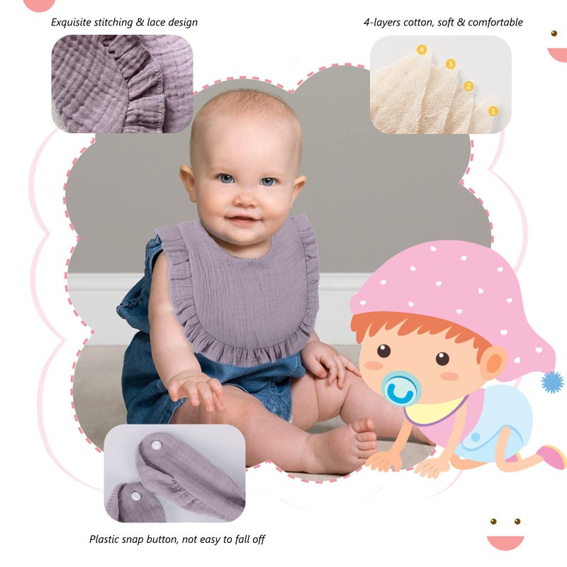 MUSBUY Baby Bibs Drooling Teething Bibs Muslin Cotton for Unisex Boys Girls Absorbent Soft Breathable - Image 5