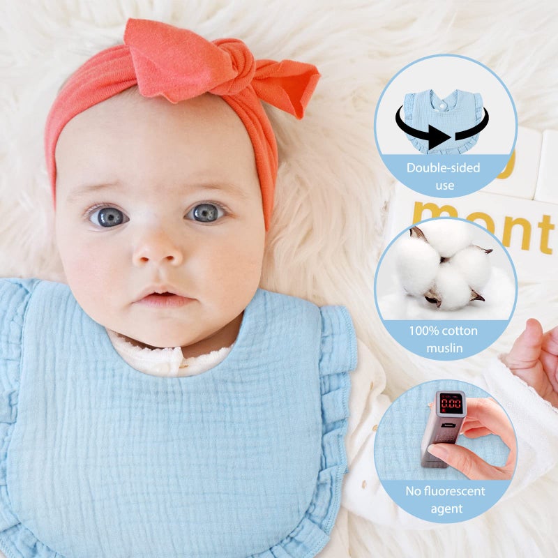 MUSBUY Baby Bibs Drooling Teething Bibs Muslin Cotton for Unisex Boys Girls Absorbent Soft Breathable - Image 4