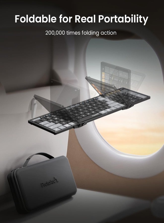 ProtoArc Foldable Keyboard Mouse Combo, XKM01 CaseUp Portable Bluetooth Keyboard and Mouse with Laptop Stand, a Mobile Work Solution for On-The-Go, Compatible with Laptop PC MacBook Windows Mac OS - Image 4
